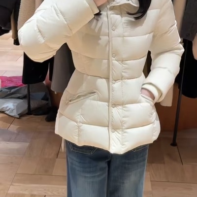 EASE 韩系排骨连帽收腰小个子lulu感白鸭绒羽绒服 女