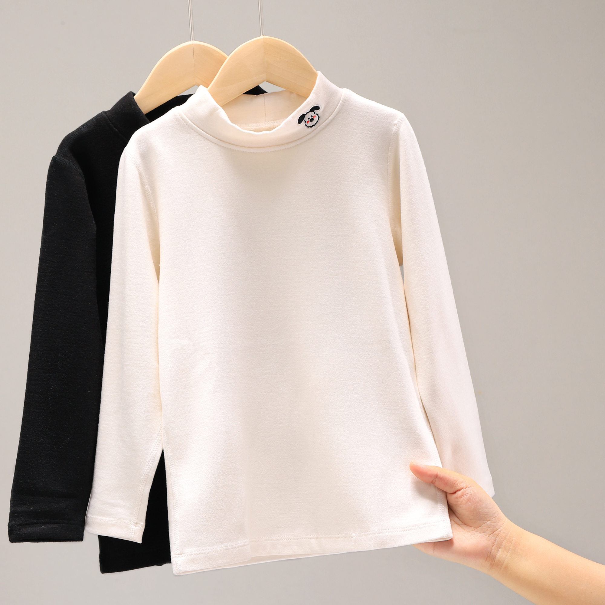 儿童秋衣德绒保暖内衣男童单件上衣女童秋冬中大童打底衫长袖T恤