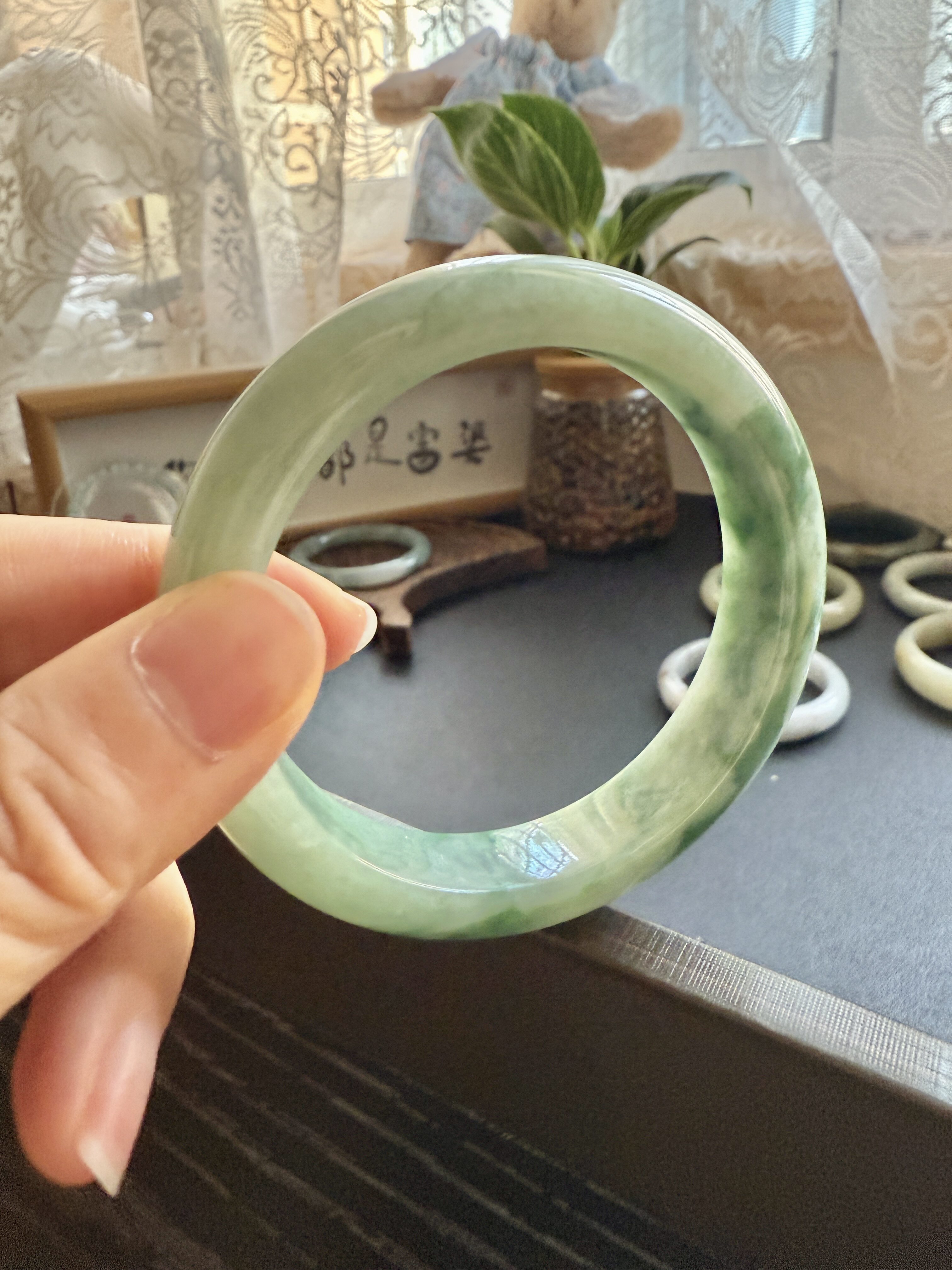 【草青青】缅a 翡翠手镯   55.5满绿    完整