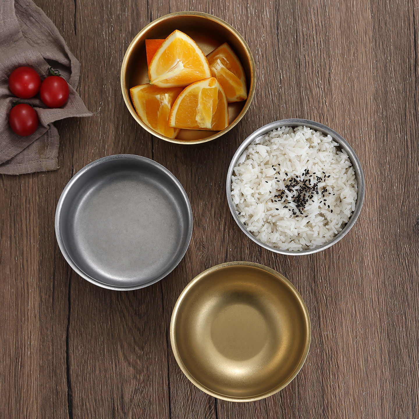 复古不锈钢米饭碗火锅调料碗沙拉碗汤碗工业风蘸料碟泡菜碗拉里碗