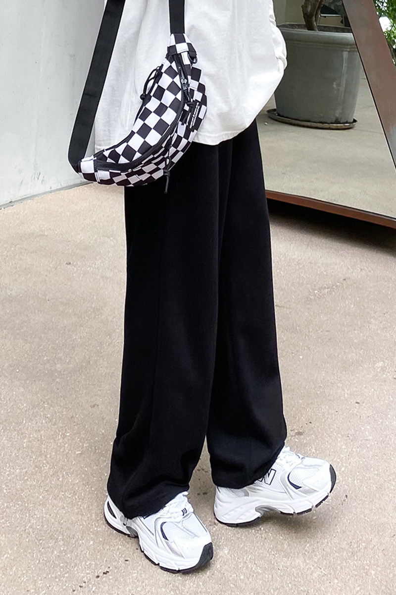 港风中性秋冬宽松垂感纯色运动休闲裤子男女长裤D213P48控68,男装休闲裤,电商A268