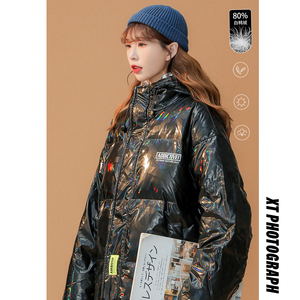 中性 冬贴标亮皮宽松连帽羽绒服羽绒外套新 YR102 P255 控328,男装羽绒服,电商A268