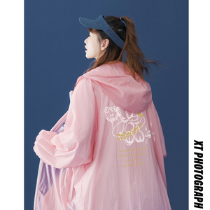 港风中性 夏韩版轻薄连帽宽松情侣防晒服女外套男新F6033 P55控68图片