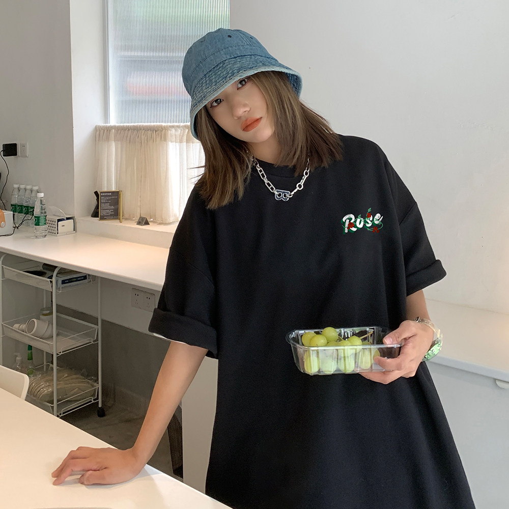 中性风夏新款总目花朵印花T恤男女情侣短袖新潮T6047P25控38,男装T恤,电商A268