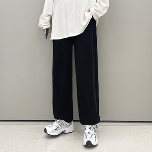 港风 秋冬宽松垂感纯色运动慵懒休闲裤子男女长裤D213  P48控68图片