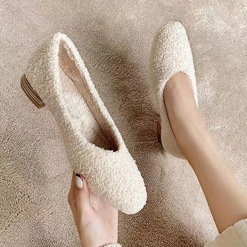 毛毛鞋女秋冬外穿休闲百搭加绒保暖平底低跟软底一脚蹬豆豆鞋棉鞋,女鞋,乐福鞋（豆豆鞋）,淘宝优惠券,粉丝福利购,淘宝优惠卷