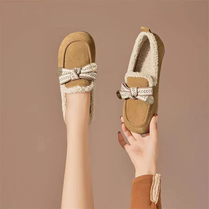 毛毛鞋女冬季复古勃肯鞋平底软底一脚蹬乐福鞋加绒保暖棉鞋豆豆鞋,女鞋,乐福鞋（豆豆鞋）,淘宝优惠券,粉丝福利购,淘宝优惠卷