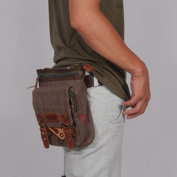 新款帅气复古潮流帆布包 男士休闲帆布腰包 运动单肩斜挎包小包