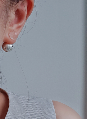 流素losu-925银针水晶银球多种戴法耳钉小众设计简约冷淡风耳饰女