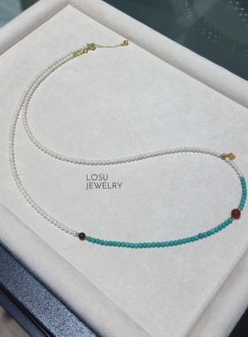 流素losu.新中式绿松石珍珠项链女轻奢小众高级感颈链锁骨链配饰