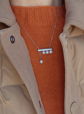 losu流素.平衡木强光高品质珍珠项链纯银配件S925银