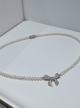 流素losu  在逃公主—天然珍珠项链优雅轻奢甜美蝴蝶结气质