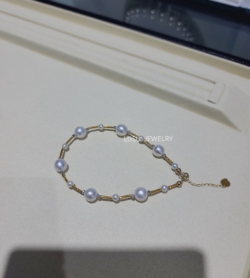 流素losu . 18k金强光天然珍珠大气简约手链