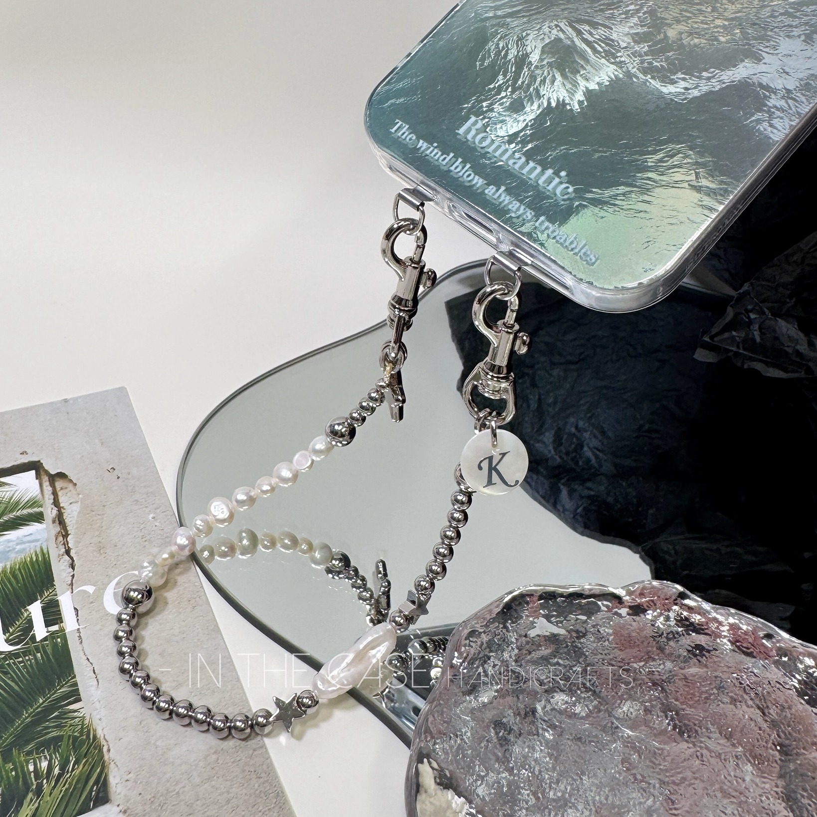 巴洛克异形长条珍珠星星手机挂链