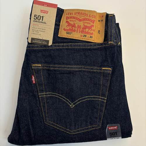 现货Levi's/李维斯男厚款501深蓝色水洗直筒牛仔裤#005012331