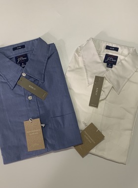 现货J.CREW男修身纯色棉质休闲长袖衬衫商务婚礼#BB199