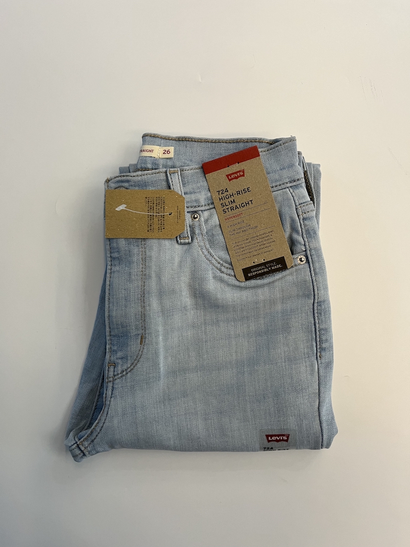 现货Levi's/李维斯女724浅蓝色水洗高腰牛仔裤#188830163