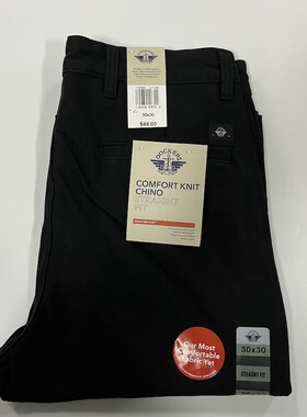现货Dockers男D2黑色中腰直筒休闲裤#A13120003
