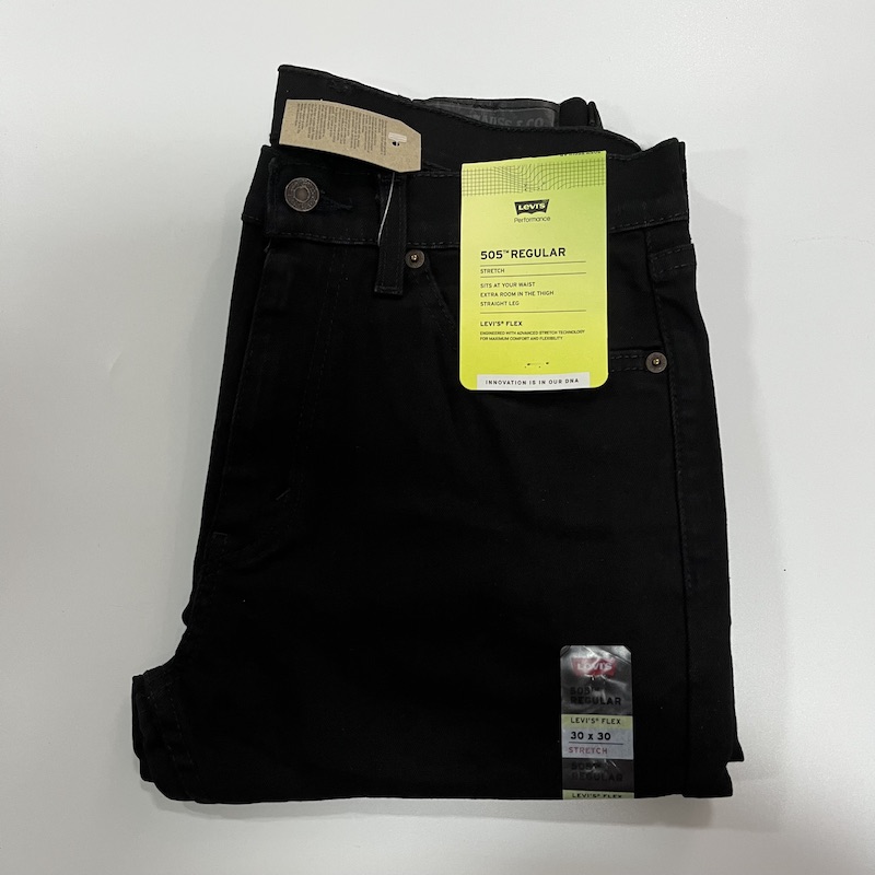李维斯拉链长裤黑色水洗宽松直筒
