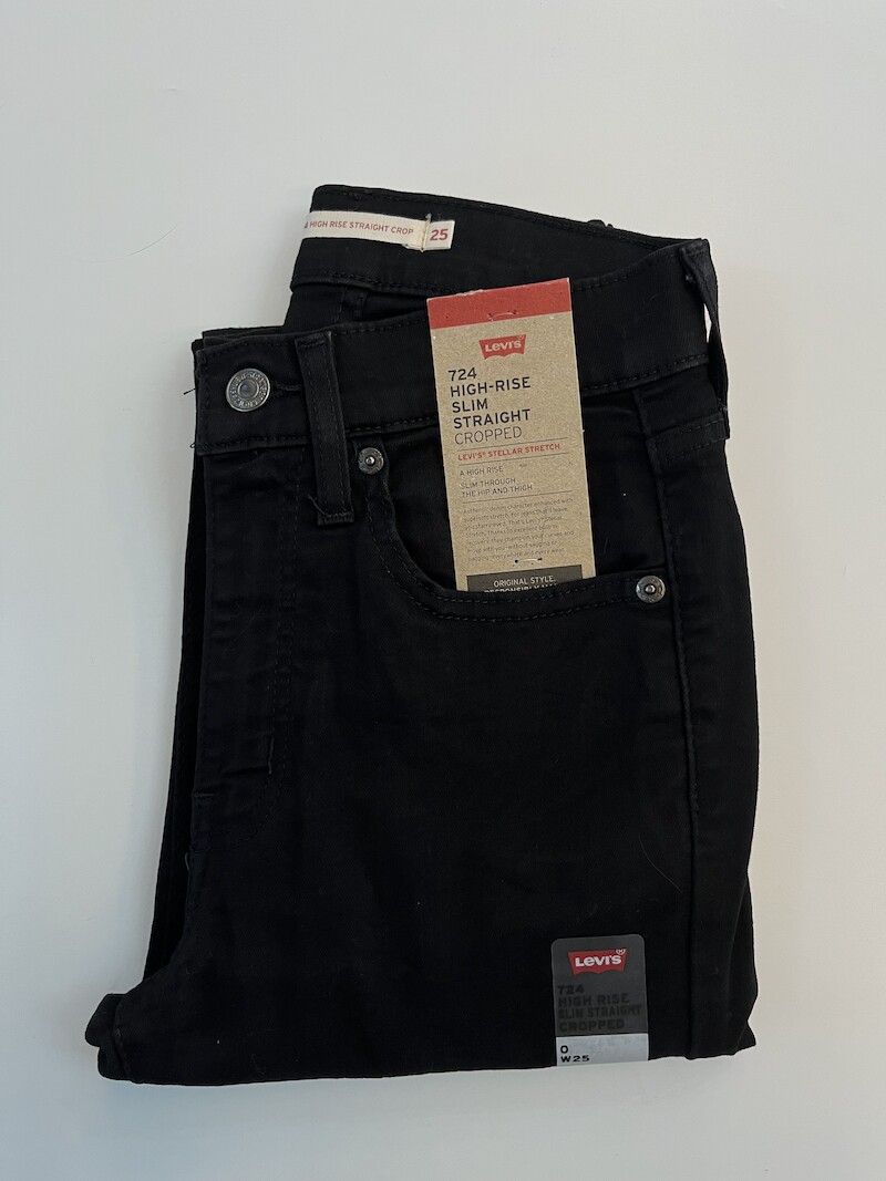 现货Levi's/李维斯724黑色高腰小直筒九分牛仔裤588250080