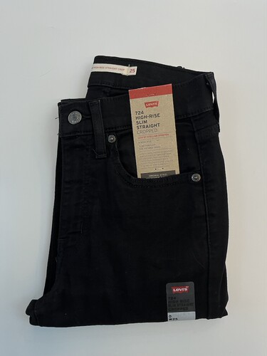 现货Levi's/李维斯724黑色高腰小直筒九分牛仔裤588250080