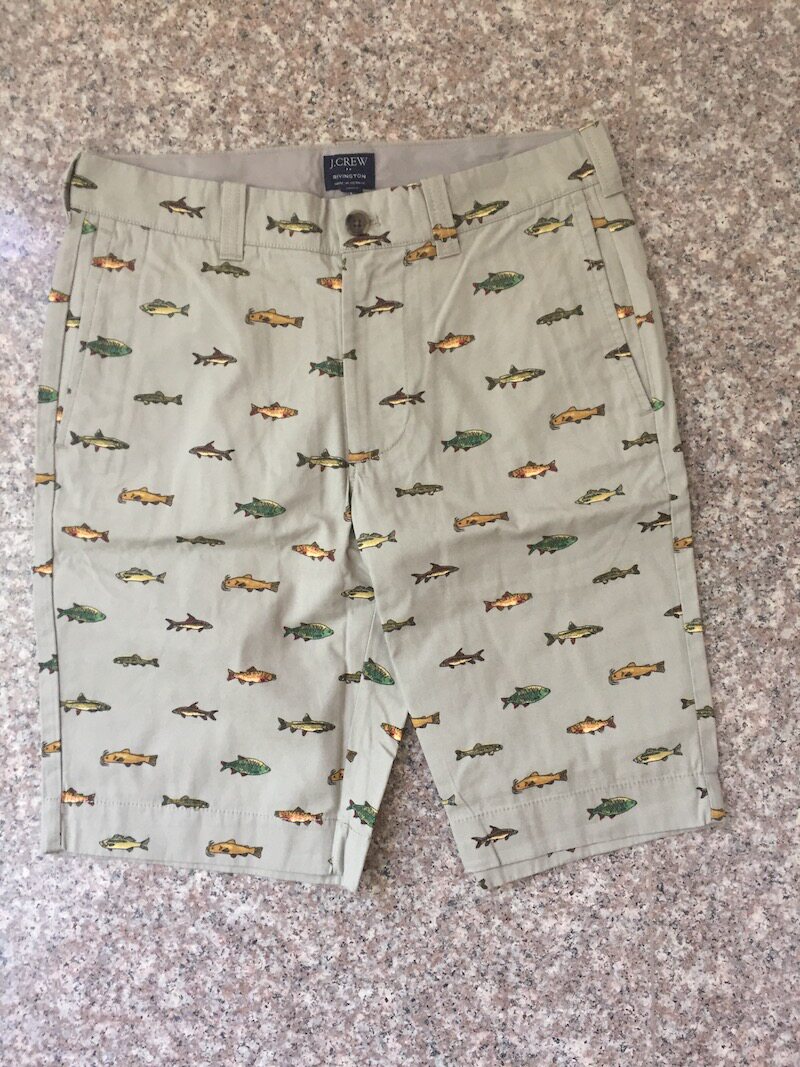 现货美国购入J.CREW男纯棉印花休闲短裤直筒版型J0546