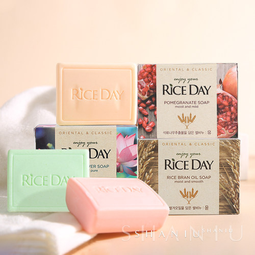 韩国进口CJ RICE DAY米时代大米香皂莲花石榴荷花洗脸洗手洗澡