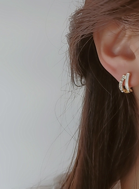 无耳洞佩戴法式双层冷淡风气质蚊香盘耳夹女硅胶防掉精致港风耳饰
