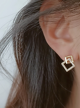 法式高级感方形几何闪锆无痛硅胶蚊香盘耳夹女小众无耳洞佩戴新款