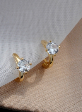 无耳洞入闪钻小锆石钻戒款蚊香盘耳夹百搭耳环气质耳饰女高级感