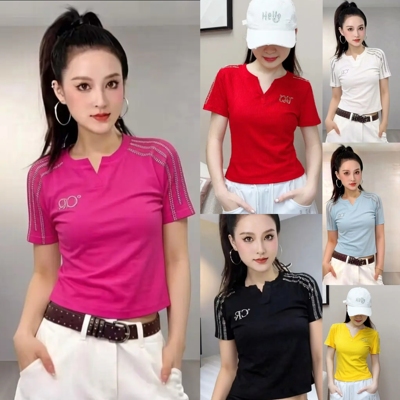 2026夏季新款广场舞服V领短袖烫钻宽松大版舞蹈跳舞表演爵士舞服