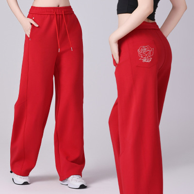 2026新款春秋烫钻广场舞裤女宽松显瘦休闲运动卫裤曳步舞表演裤女