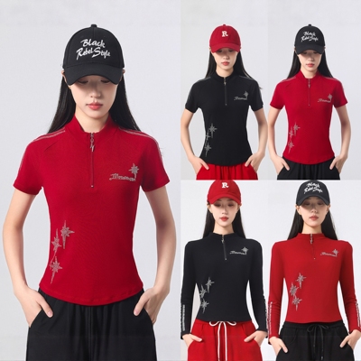 2026春季新款广场舞服装女士长袖上衣拉链薄绒运动舞蹈服休闲烫钻