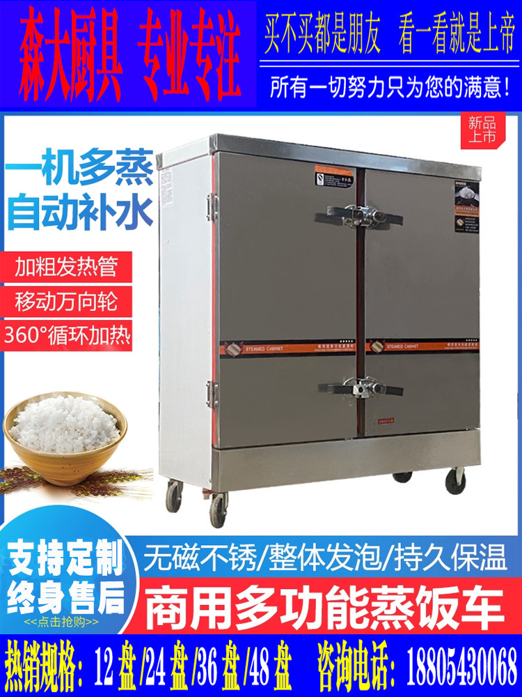森大新品商用电蒸饭柜车蒸箱馒头机蒸汽两用食堂双门24盘饭机