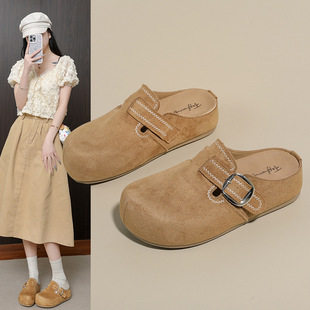 新款 女鞋 ins韩版 女学生半托百搭休闲运动托鞋 透气博肯鞋 2026春季