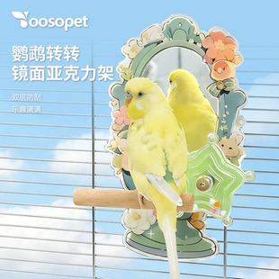优嗖鹦鹉亚克力鸟镜子鸟玩具玄凤牡丹虎皮趣味解闷啃咬玩具