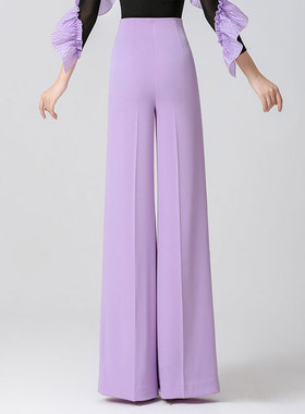 丹宝罗浅紫色厚款正品老师推荐吉特巴女专业高腰拉丁舞裤新款垂感