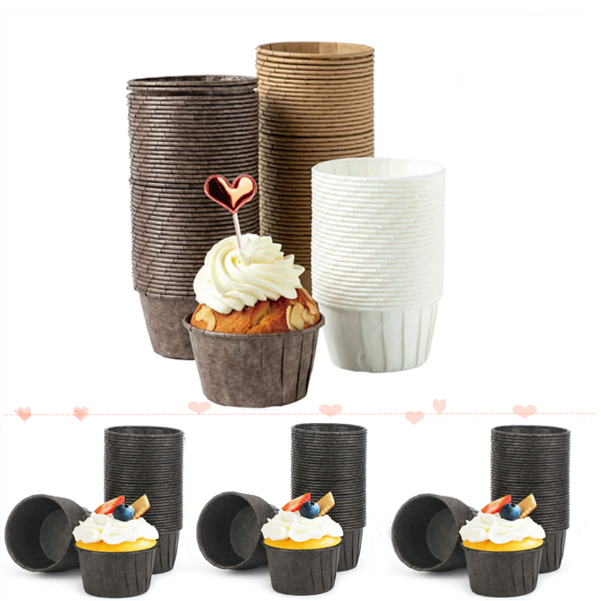 Baking Cups Muffin Cupcake Liner Màu Đen Màu Trắng Bánh Ngọt Cốc Giấy Khuôn Khay Giấy