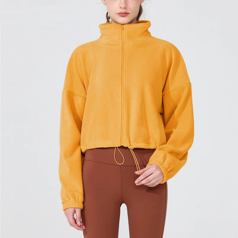 ALOUSAYOGA秋冬羊羔绒运动外套立领加厚保暖短款宽松防风健身上衣