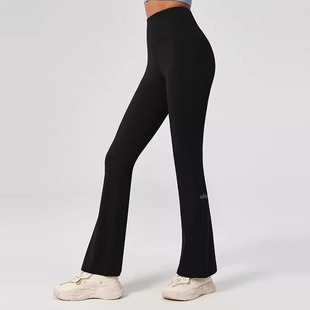 子提臀运动提臀外穿女健身裤 ALOUSAYOGA高腰喇叭裤 休闲微喇瑜伽裤