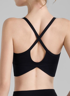 ALO交叉美背瑜伽服吊带背心女固定杯U领运动内衣聚拢跑步健身文胸