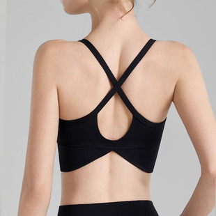ALO交叉美背瑜伽服吊带背心女固定杯U领运动内衣聚拢跑步健身文胸