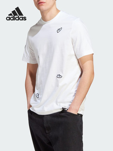 圆领针织健身透气T恤HY1334 adidas阿迪达斯男子运动训练休闲短袖