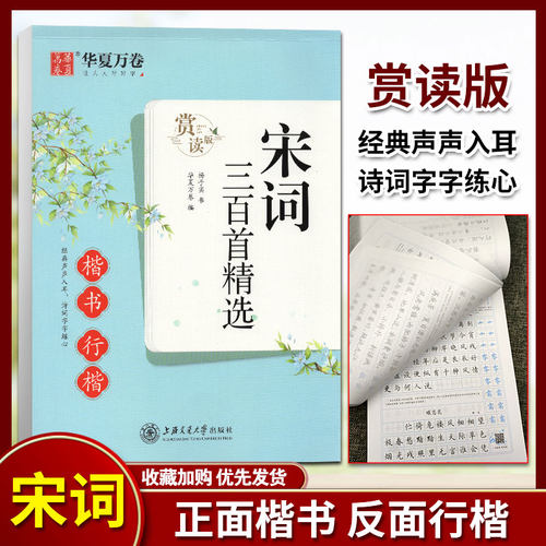 华夏万卷 宋词三百首精选楷书行楷赏读版杨子实硬笔小楷技法训练临摹描红小学生初高中生宋词三百首鉴赏辞典正版