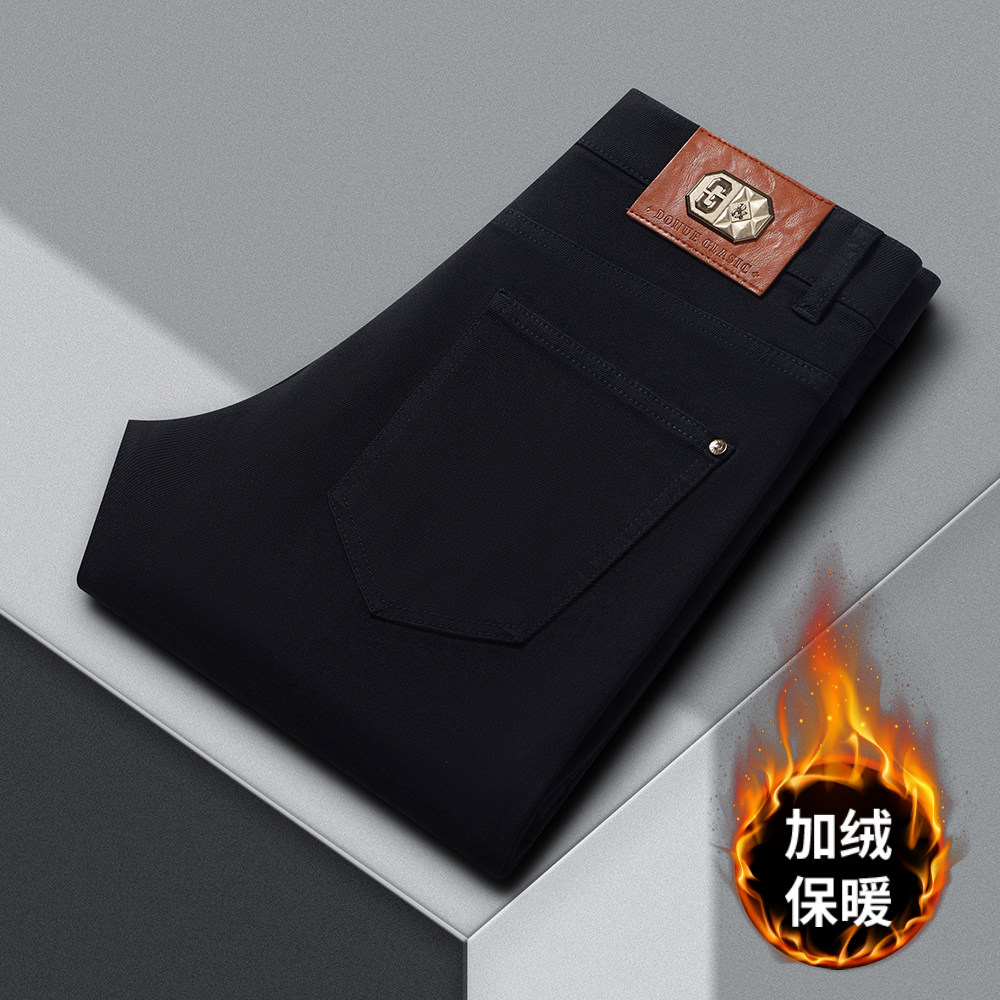 新款黑色秋冬弹力男士牛仔裤男款修身小直筒百搭时尚休闲男裤高端