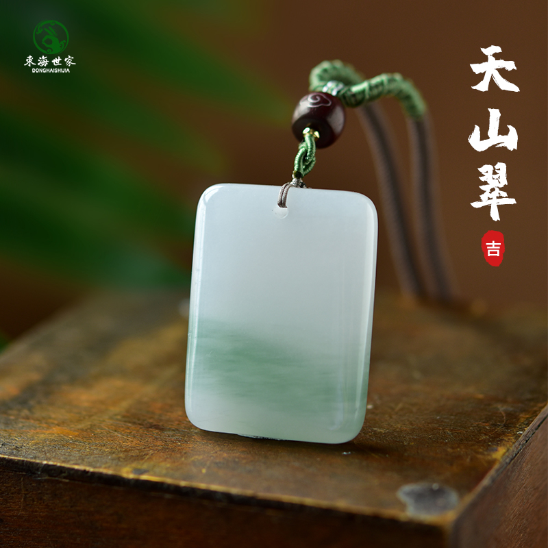 玛瑙吊坠女男金丝玉翡翠色玉石无事牌项坠檀木散珠天山翠玉佩项链
