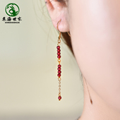 高级感新娘耳饰新中式 石榴石耳线女2025新款 爆款 耳环红色玄学耳钉