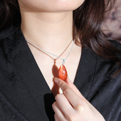 东海世家太阳石吊坠女橙月光石挂坠金沙日光石原石水滴项链送皮绳