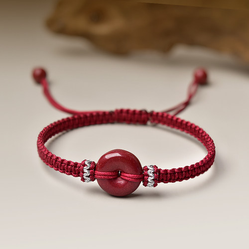 朱砂手串女男帝王砂东海水晶玛瑙散珠子紫金砂手链