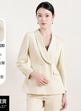 春季通勤气质杏色女士西装套装